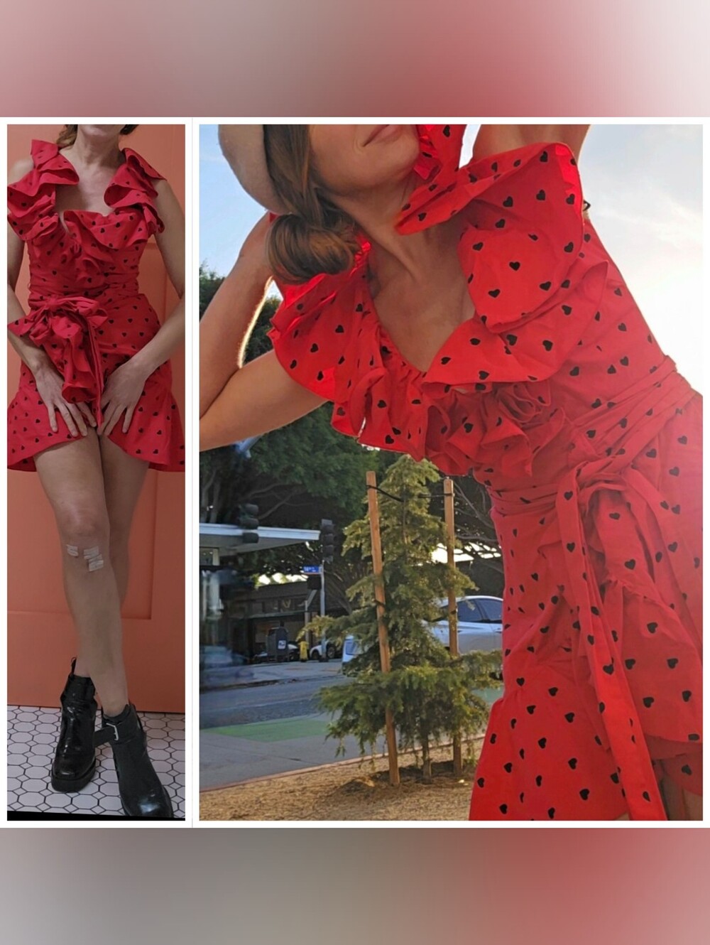 Bebe Cannes Mischa Barton Paris Hilton Heart Print Y2k Dress Xs